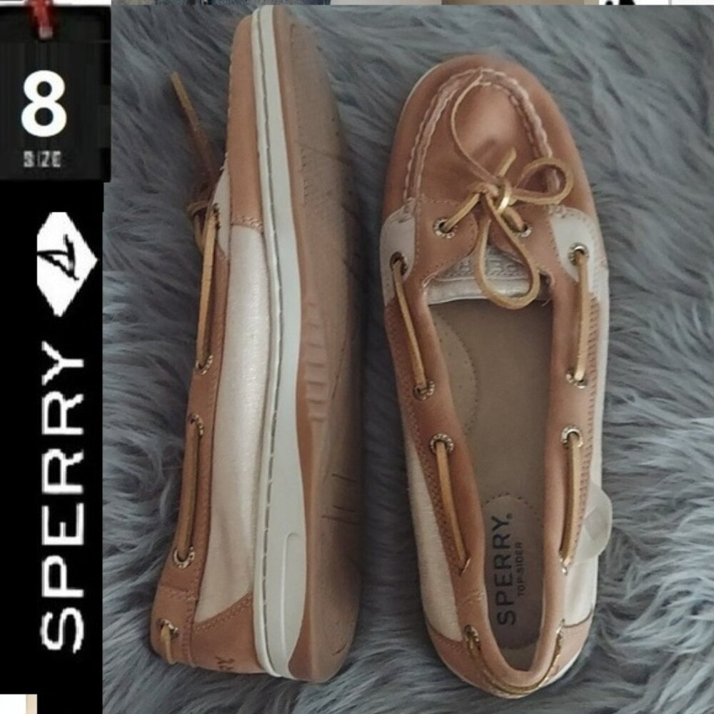 Sperry metallic gold,  EUC, size 8 Women's Angelfish Metallic Boat Shoe